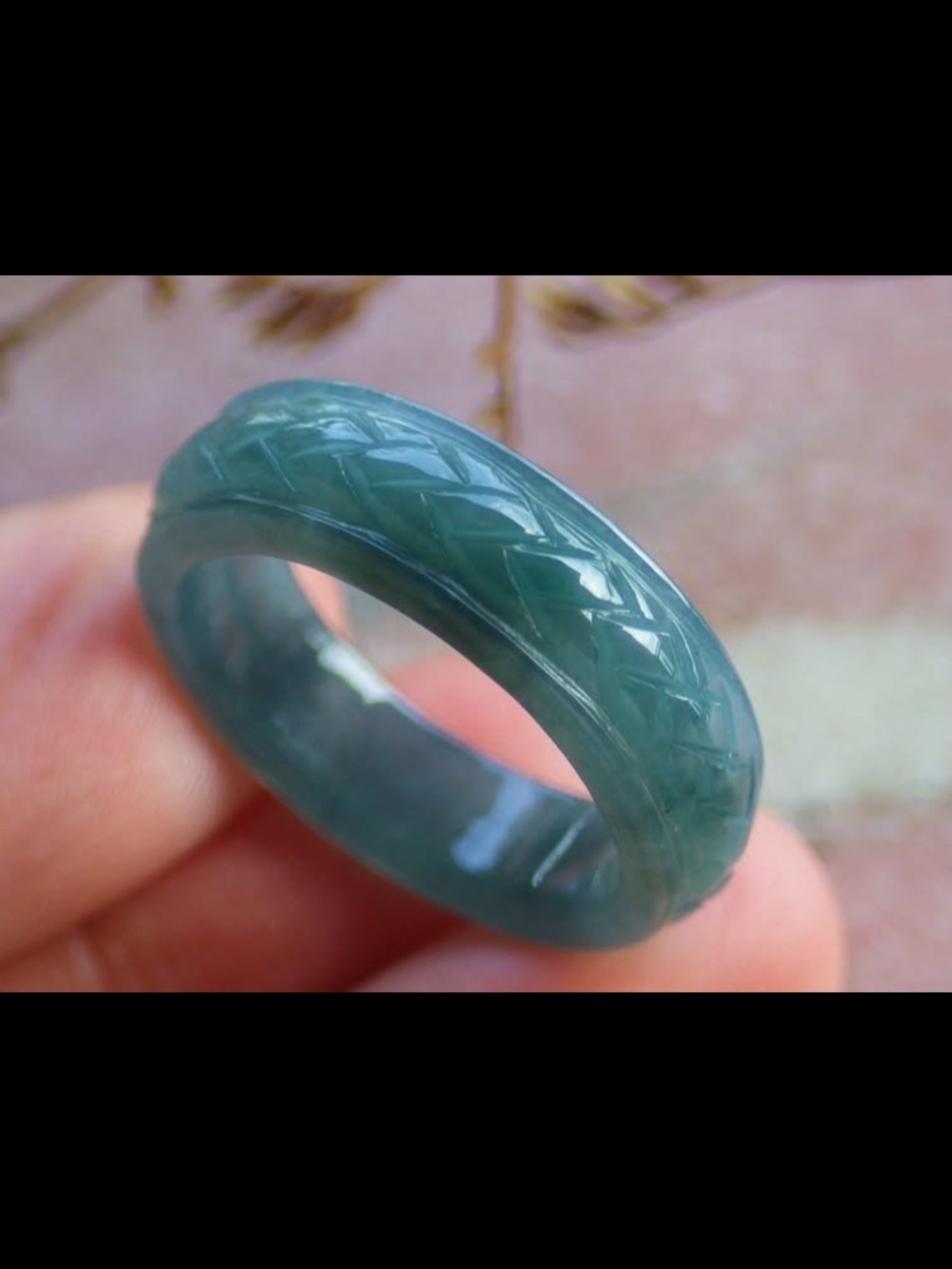 Certificate Jadeite Jade Good fortune joy luck Green link ring size7.25